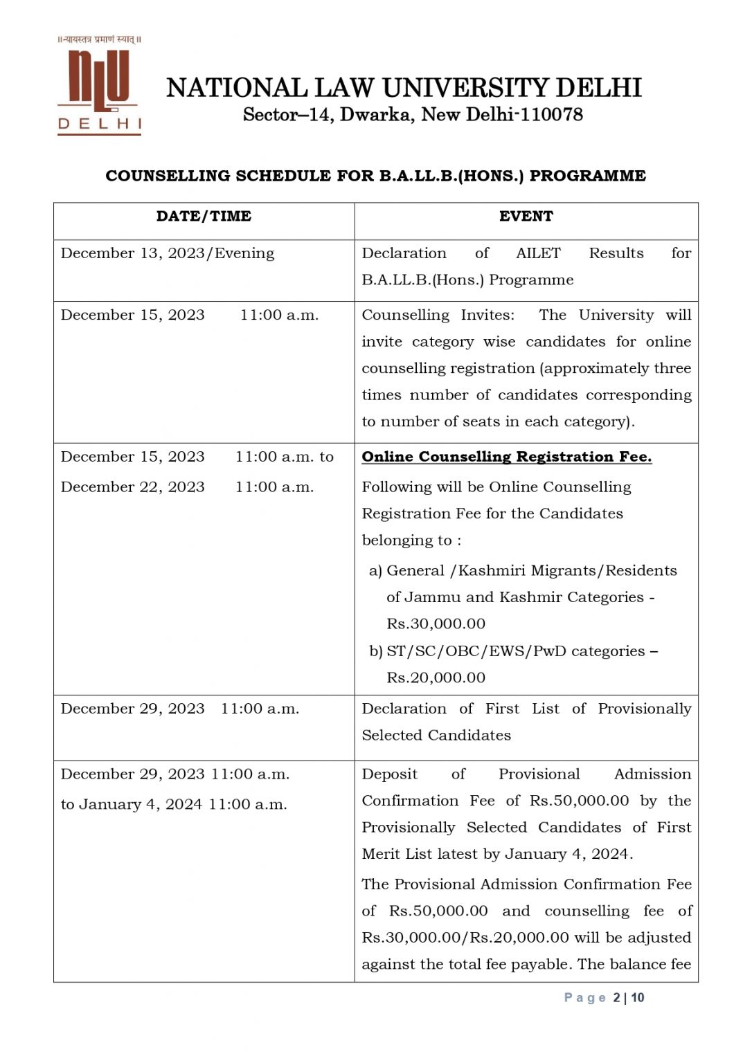 Nlu Admission Process Application Eligibility Dates Iquanta