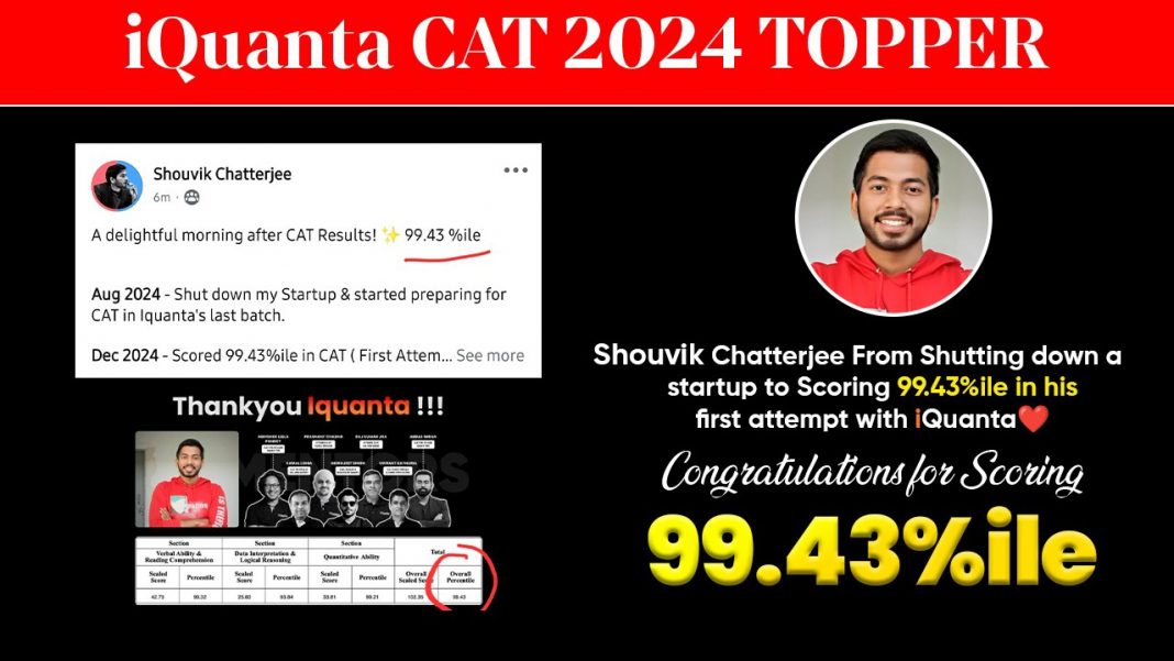 CAT 2024 Toppers Journey - Shouvik Chatterjee -99.43%iler From iQuanta