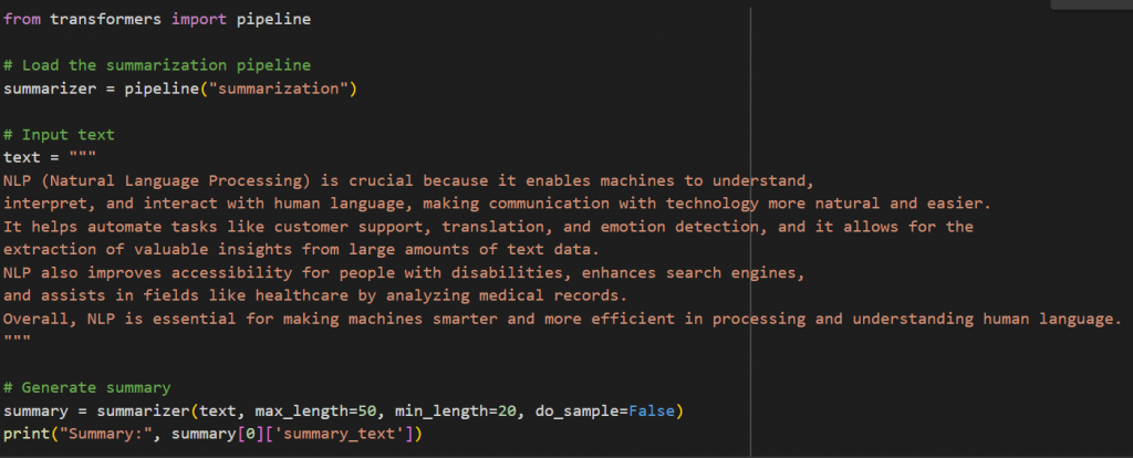 text summarization in Natural Language Processing